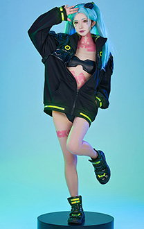 Cyberpunk: Edgerunners Rebecca Cosplay Costume Jacket Set with Tattoo Stickers